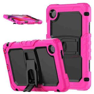 For Lenovo Tab One / K9 TB305FU 2025 Silicone Hydric PC Tablet Case with Shoulder Strap & Holder(Rose Red)