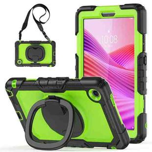 For Lenovo Tab One / K9 TB305FU 2025 D Type Silicone Hybrid PC Tablet Case with Handle Holder(Yellow Green PC)