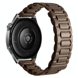 20mm I-shaped Three-piece Leather Magnetic Watch Band(Taupe)