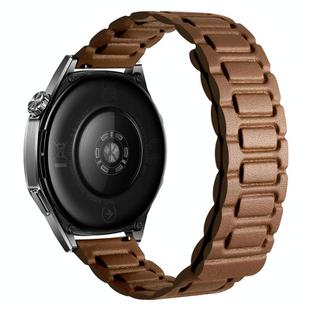 20mm I-shaped Three-piece Leather Magnetic Watch Band(Brown)