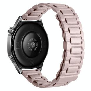 22mm I-shaped Three-piece Leather Magnetic Watch Band(Khaki)