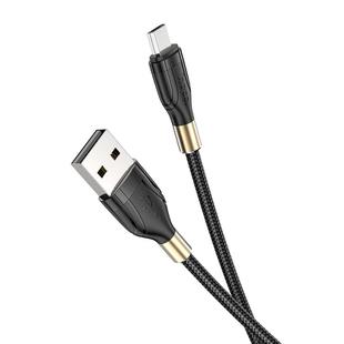 hoco U92 1.2m 2.4A USB to Micro USB Gold Collar Charging Data Cable(Black)