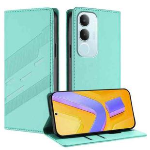 For vivo Y19s 4G Global Embossed Multi-functional Wallet Retro Leather Phone Case(Mint Green)
