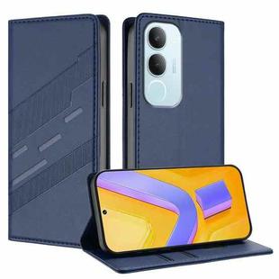 For vivo Y19s 4G Global Embossed Multi-functional Wallet Retro Leather Phone Case(Dark Blue)