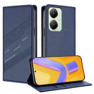 For vivo Y35M+ 5G / Y35+ 5G Embossed Multi-functional Wallet Retro Leather Phone Case(Dark Blue)