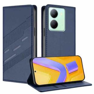 For vivo Y78 5G / Y27 5G Embossed Multi-functional Wallet Retro Leather Phone Case(Dark Blue)