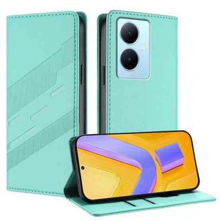 For vivo Y78+ 5G Global Embossed Multi-functional Wallet Retro Leather Phone Case(Mint Green)