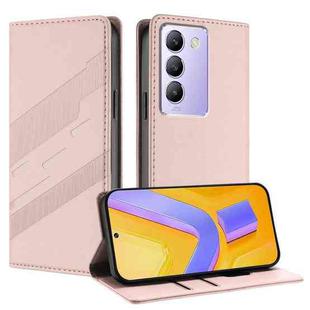For vivo Y200e 5G Global Embossed Multi-functional Wallet Retro Leather Phone Case(Pink)