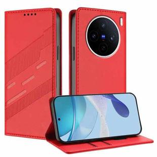 For vivo X200s Embossed Multi-functional Wallet Retro Leather Phone Case(Red)