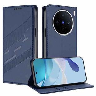 For vivo X200s Embossed Multi-functional Wallet Retro Leather Phone Case(Dark Blue)