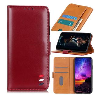 For Samsung Galaxy S20 FE 5G / S20 Lite 3-Color Pearl Texture Magnetic Buckle Horizontal Flip PU Leather Case with Card Slots & Wallet & Holder(Wine Red)