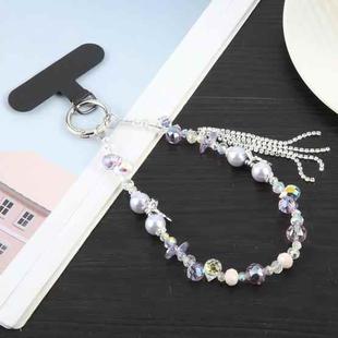 Tassel Crystal Chain Phone Anti-lost Short Lanyard(Purple)