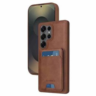 For Samsung Galaxy S25 Ultra 5G BETOPNICE Vertical Flip Detachable MagSafe Wallet Phone Case(Brown)