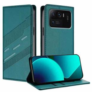 For Xiaomi Mi 11 Ultra Embossed Multi-functional Wallet Retro Leather Phone Case(Dark Green)