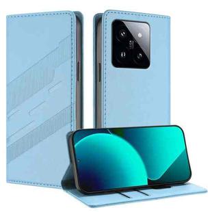 For Xiaomi 14 Pro 5G Global Embossed Multi-functional Wallet Retro Leather Phone Case(Light Blue)