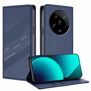 For Xiaomi 14 Ultra 5G Global Embossed Multi-functional Wallet Retro Leather Phone Case(Dark Blue)