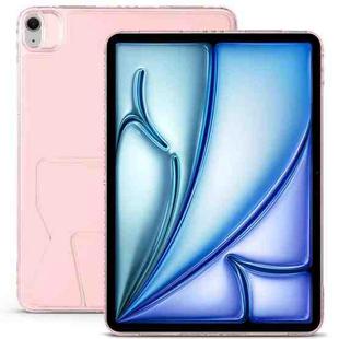 For iPad Air 11 2024 / 2025 Folding Magnetic Holder Acrylic Leather Back Tablet Case(Pink)