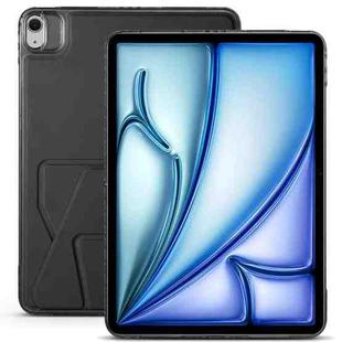 For iPad Air 11 2024 / 2025 Folding Magnetic Holder Acrylic Leather Back Tablet Case(Black)