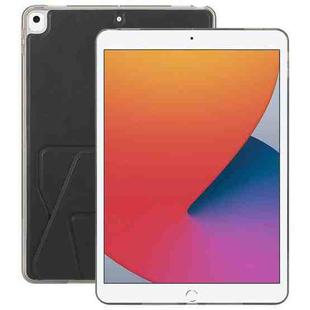 For iPad 10.2 2021 / 2020 / 10.5 Folding Magnetic Holder Acrylic Leather Back Tablet Case(Black)