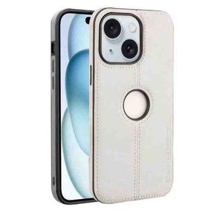 For iPhone 15 Plus Crazy Horse Leather Back Cover Phone Case(Grey)