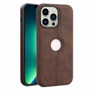For iPhone 13 Pro Max Crazy Horse Leather Back Cover Phone Case(Dark Brown)