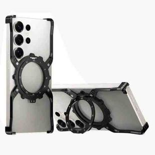 For Samsung Galaxy S23 Ultra 5G Mechanical Gear MagSafe Holder Borderless Metal Phone Case(Black)