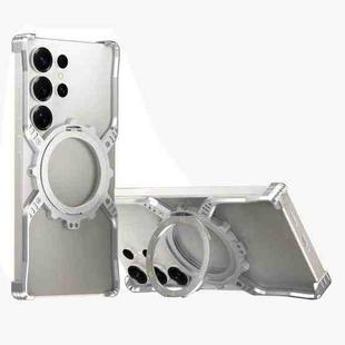 For Samsung Galaxy S23 Ultra 5G Mechanical Gear MagSafe Holder Borderless Metal Phone Case(Silver)