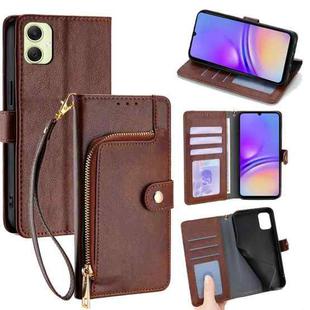 For Samsung Galaxy A05 4G Zipper Bag Leather Phone Case(Brown)