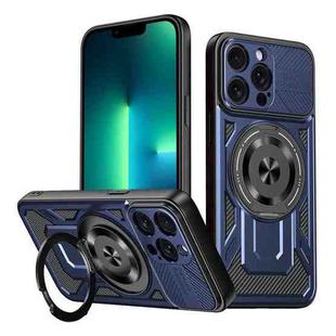 For iPhone 13 Pro Max Armor Rotating Holder MagSafe Phone Case(Blue)