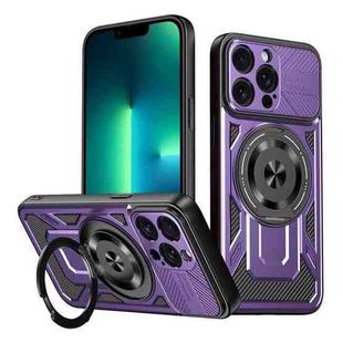 For iPhone 13 Pro Max Armor Rotating Holder MagSafe Phone Case(Purple)