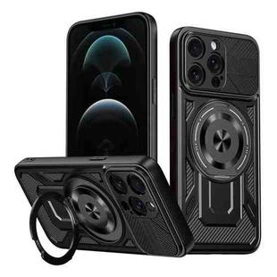 For iPhone 12 Pro Max Armor Rotating Holder MagSafe Phone Case(Black)