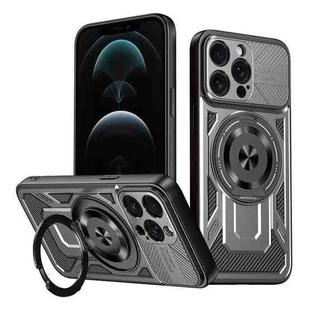 For iPhone 12 Pro Max Armor Rotating Holder MagSafe Phone Case(Grey)
