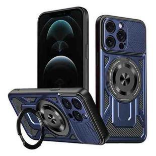 For iPhone 12 Pro Max Armor Rotating Holder MagSafe Phone Case(Blue)