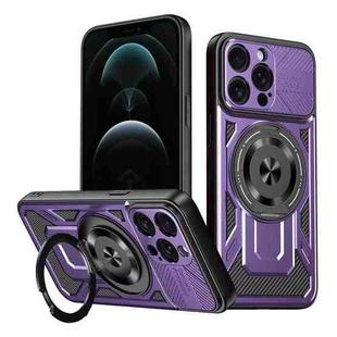 For iPhone 12 Pro Max Armor Rotating Holder MagSafe Phone Case(Purple)
