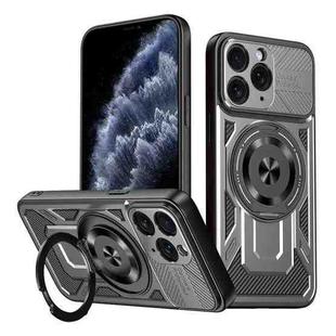 For iPhone 11 Pro Max Armor Rotating Holder MagSafe Phone Case(Grey)