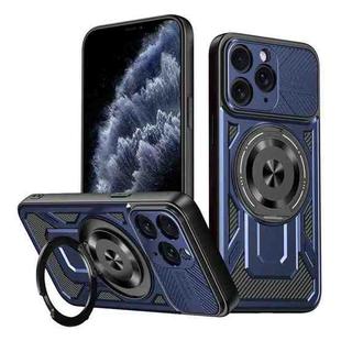 For iPhone 11 Pro Max Armor Rotating Holder MagSafe Phone Case(Blue)