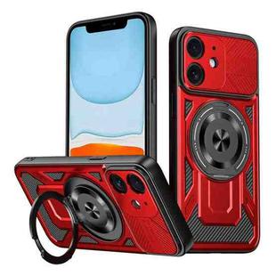 For iPhone 11 Armor Rotating Holder MagSafe Phone Case(Red)