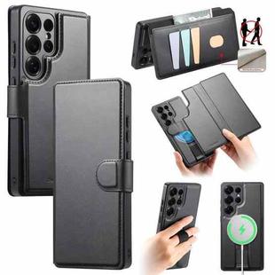For Samsung Galaxy S25 Ultra 5G CaseNeo Finger Grip Strap MagSafe Leather Phone Case(Black)