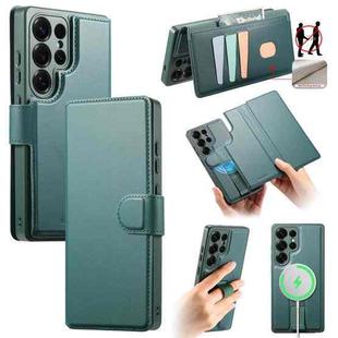 For Samsung Galaxy S25 Ultra 5G CaseNeo Finger Grip Strap MagSafe Leather Phone Case(Green)