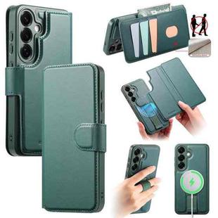 For Samsung Galaxy S25 5G CaseNeo Finger Grip Strap MagSafe Leather Phone Case(Green)