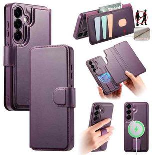 For Samsung Galaxy S25 5G CaseNeo Finger Grip Strap MagSafe Leather Phone Case(Purple)