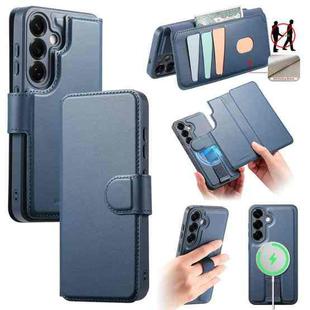 For Samsung Galaxy S25 5G CaseNeo Finger Grip Strap MagSafe Leather Phone Case(Blue)