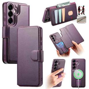 For Samsung Galaxy S25+ 5G CaseNeo Finger Grip Strap MagSafe Leather Phone Case(Purple)