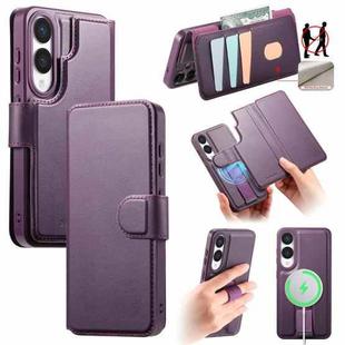 For Samsung Galaxy S25 Edge 5G CaseNeo Finger Grip Strap MagSafe Leather Phone Case(Purple)
