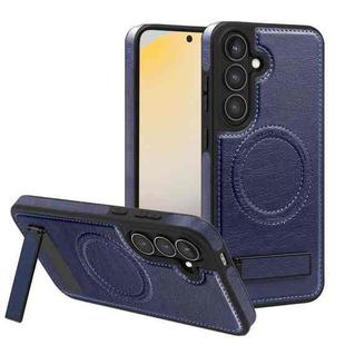 For Samsung Galaxy S24+ 5G Multi-function Holder MagSafe PU Phone Case(Royal Blue)
