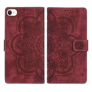 For iPhone 7 / 8 / SE 2022 Mandala Embossed Retro Frosted Leather Phone Case(Red)