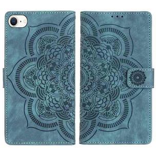 For iPhone 7 / 8 / SE 2022 Mandala Embossed Retro Frosted Leather Phone Case(Blue)