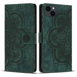 For iPhone 12 mini / 13 mini Mandala Embossed Retro Frosted Leather Phone Case(Green)