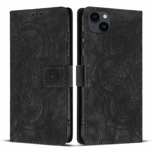 For iPhone 12 mini / 13 mini Mandala Embossed Retro Frosted Leather Phone Case(Black)