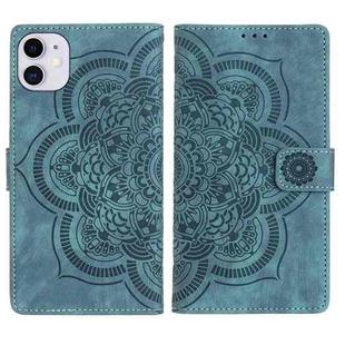 For iPhone 11 Mandala Embossed Retro Frosted Leather Phone Case(Blue)
